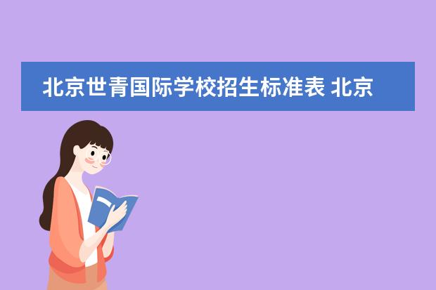 北京世青国际学校招生标准表 北京世青国际学校学费