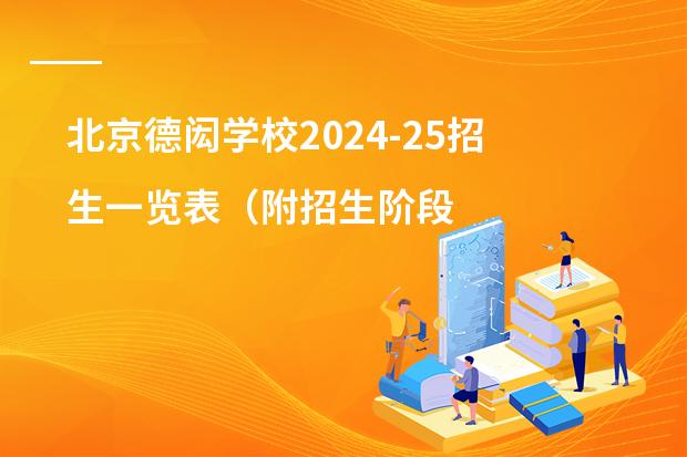 北京德闳学校2024-25招生一览表（附招生阶段、学费、课程体系）