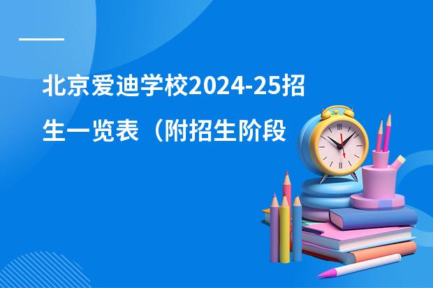 北京爱迪学校2024-25招生一览表(附招生阶段、学费、课程体系)
